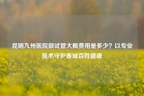 昆明九州医院做试管大概费用是多少?以专业医术守护春城百姓健康