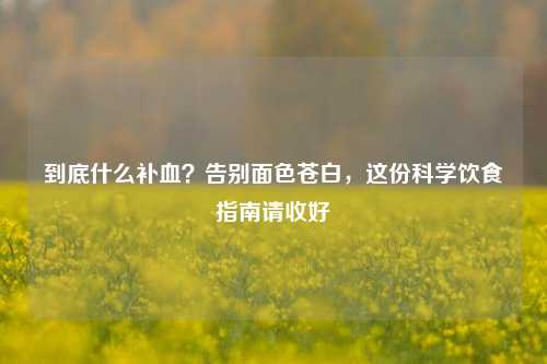 到底什么补血?告别面色苍白,这份科学饮食指南请收好